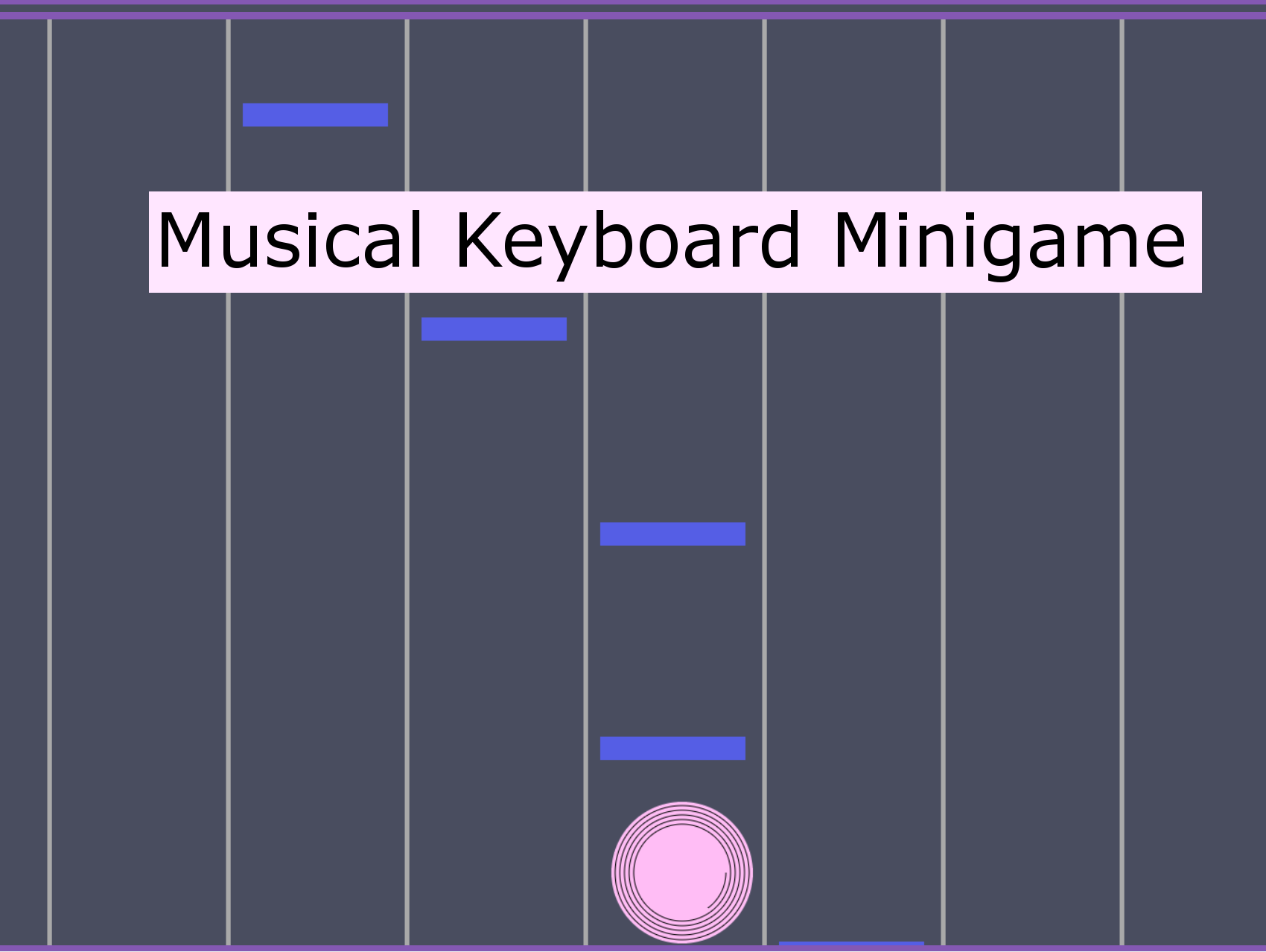 A minigame depicting a line of columns with a circle in the middle