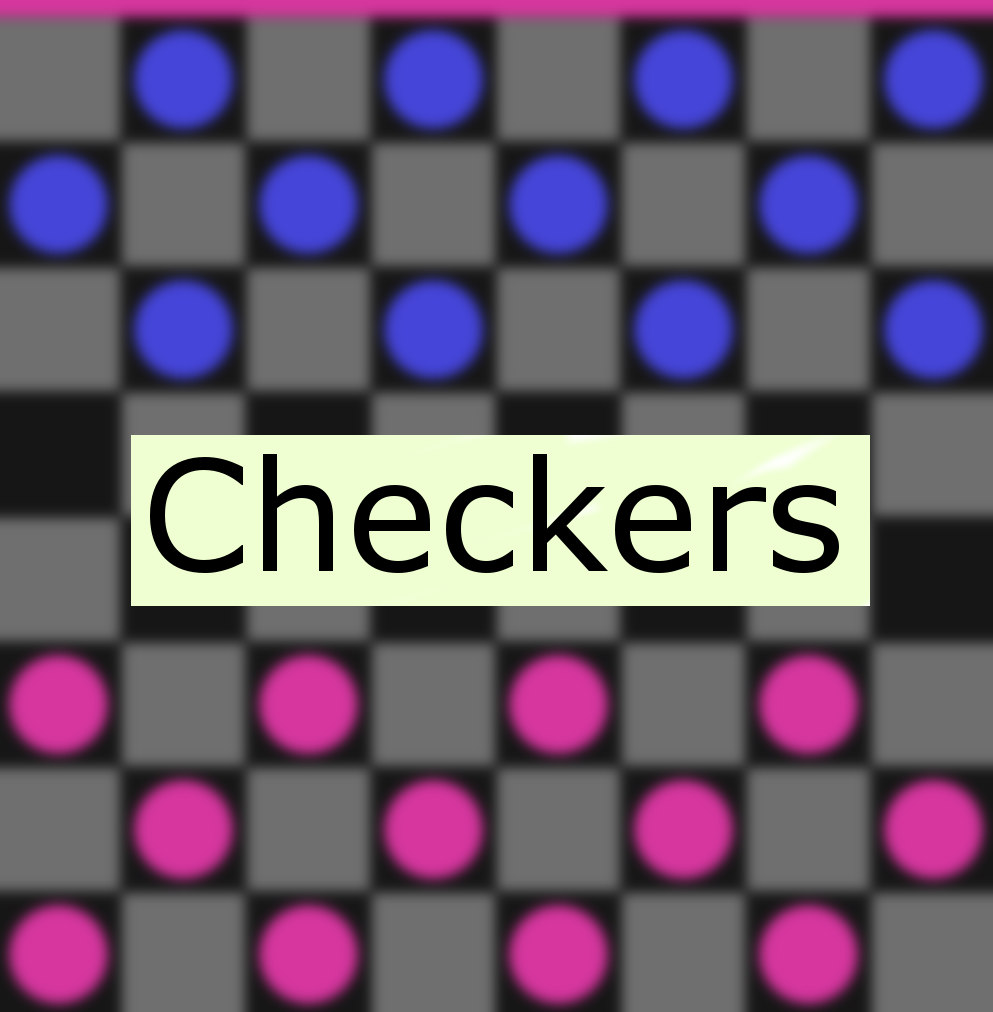 A blue and pink checkers game